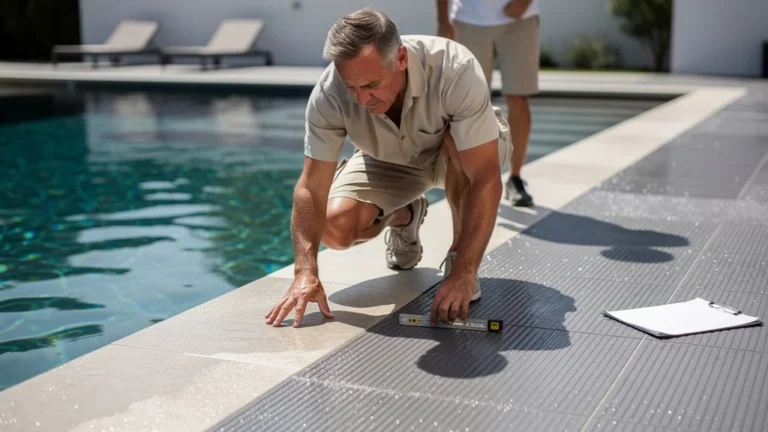 Test au bord de piscine : anti-derapant a posteriori versus carrelage R11 d'origine