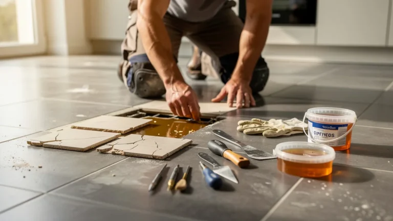 Réparer 4 carreaux cassés avec de l'époxy sans refaire toute la pièce