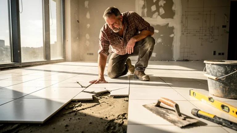Sol carrelé irrégulier dû à une chape mal plane, erreur coûteuse avant la pose de carrelage