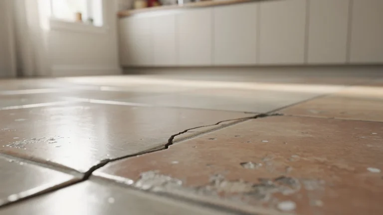 Sol de cuisine sans natte de découplage avec fissures fines au printemps