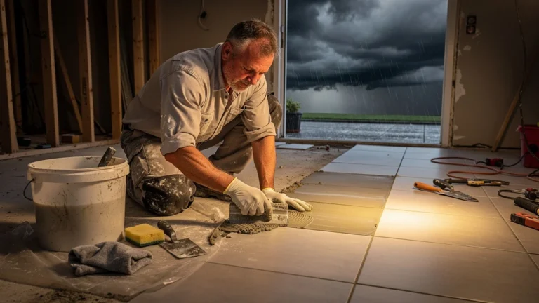 Jointoiement à la va-vite avant la pluie, chantier de rénovation avec reprises à faire