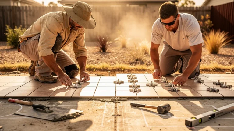 Test comparatif de croisillons auto-nivelants et classiques sous un soleil intense en extérieur