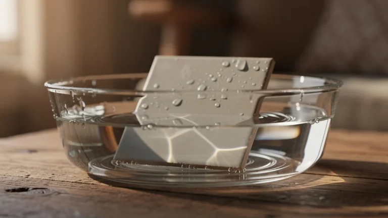 Carreau trempé dans l'eau toute une nuit, illustration réaliste de l’absorption d’eau par un carreau