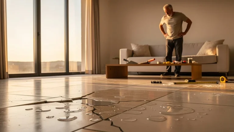 Carrelage abîmé avec cloques visibles six mois après pose sur sol humide, erreur fréquente en rénovation